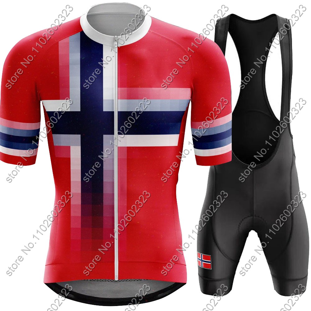 Cycling Gear Jersey - Jersey Bersepeda Norwegia 2024, setelan tim