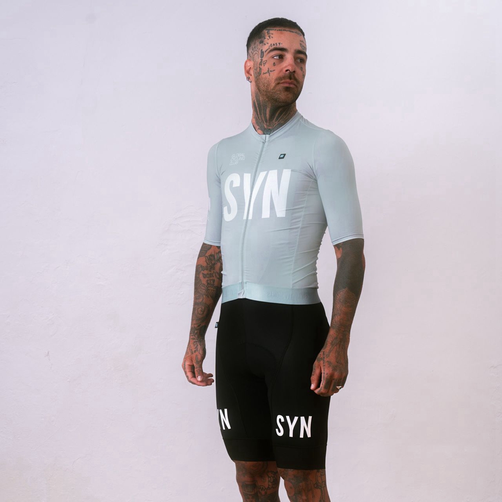 Cycling Bib Shorts - Jersey bersepeda lengan pendek abu-abu perak